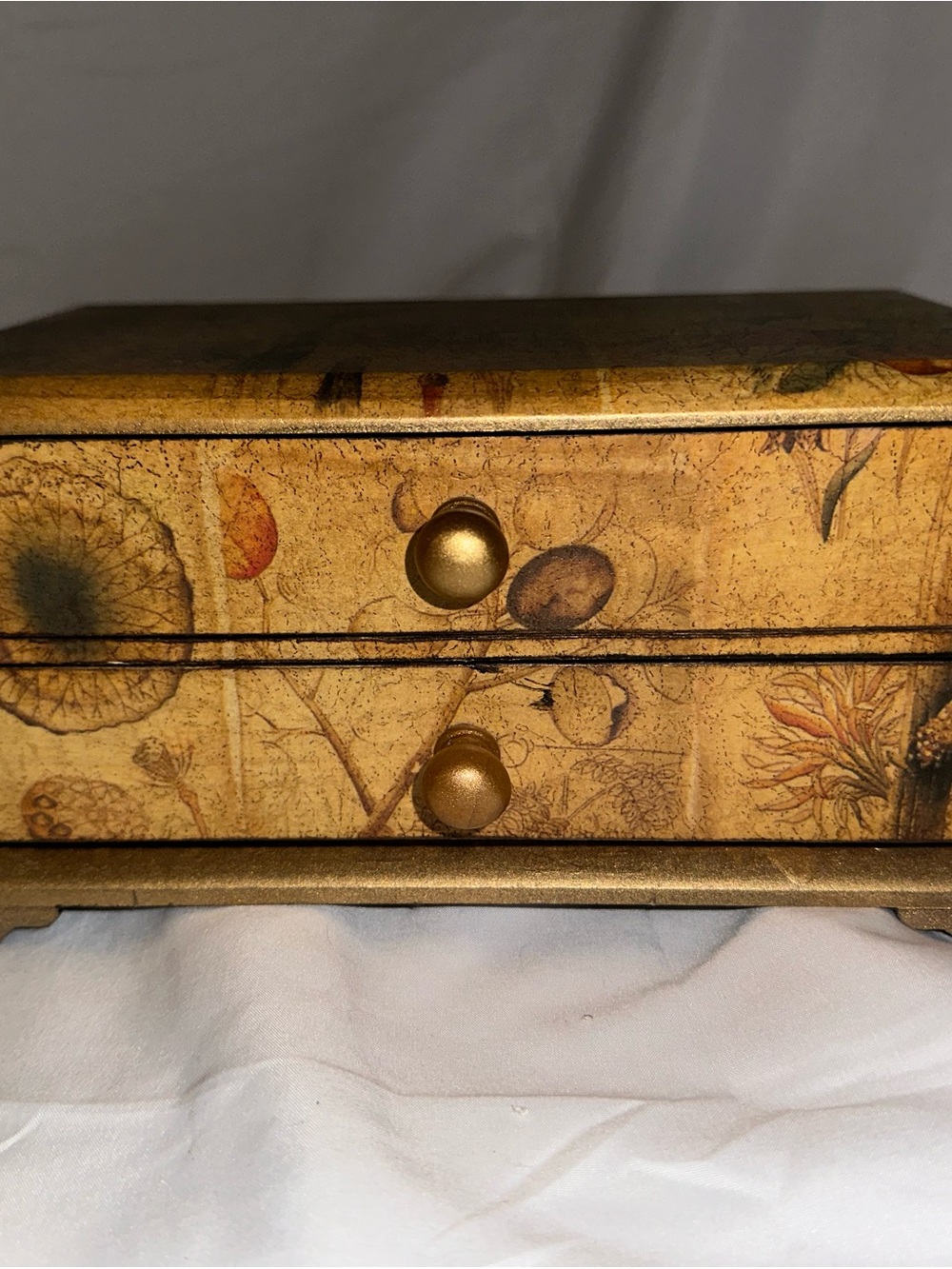 Botanical Fruit 2 Drawer Jewelry Box Mini Chest Vintage Style Cottagecore